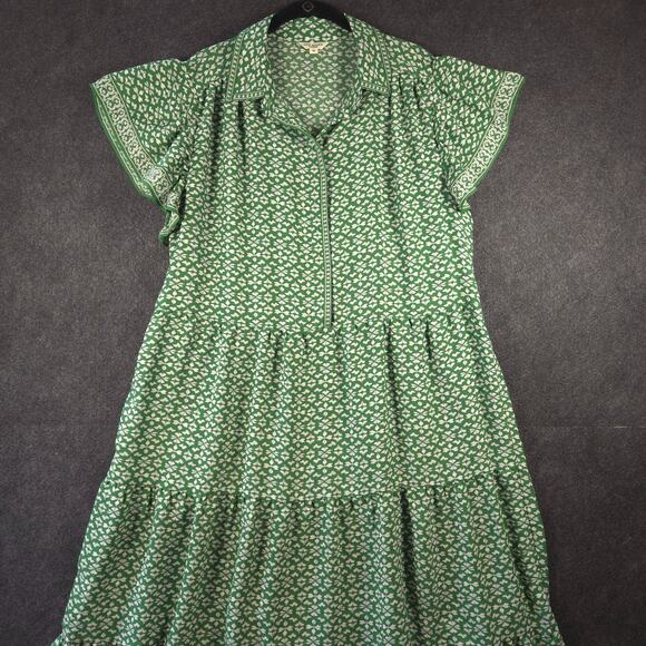 Max Studio Dresses & Skirts - Max Studio Tiered Dress Femme 1X Green Flutter Sleeve Cottagecore Boho Casual
